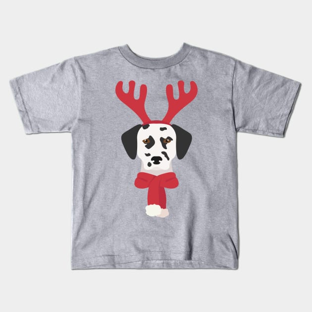 Dalmatian Christmas Dog Kids T-Shirt by JunkyDotCom